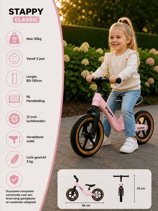Stappy Classic loopfiets roze