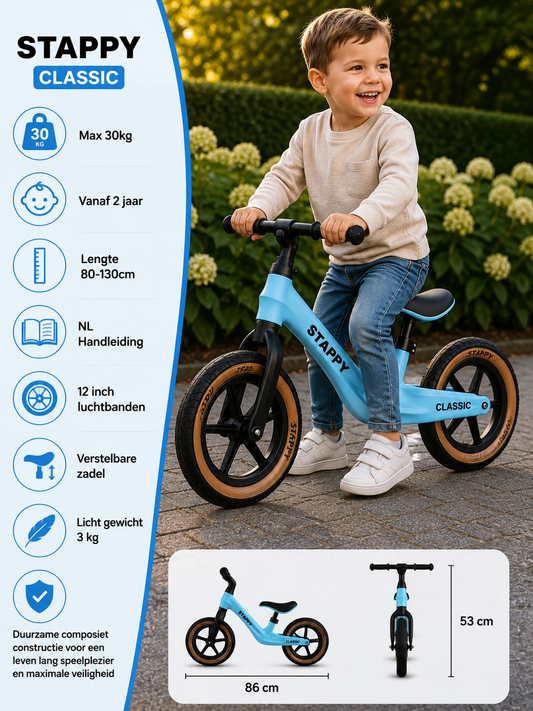 Stappy Classic loopfiets blauw