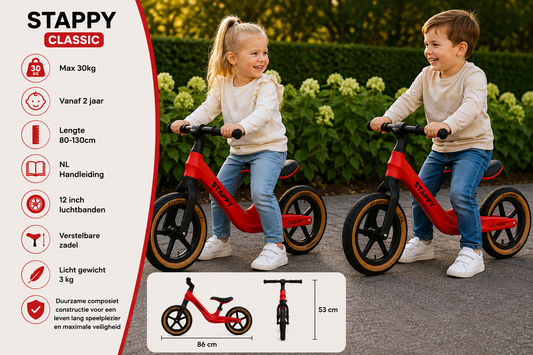 Stappy Classic loopfiets rood